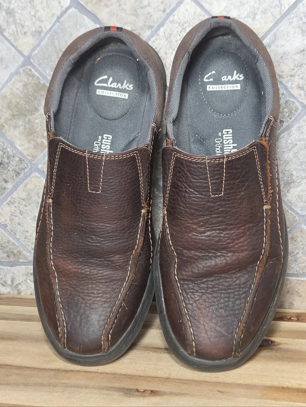 Clarks Men’s Brown Leather Slip-On Casual Loafers 10 M